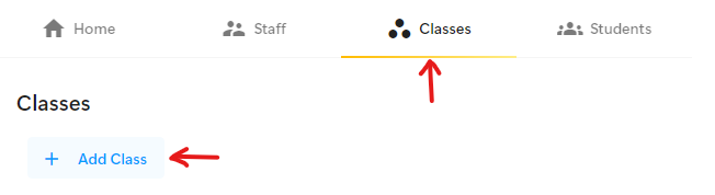 School Classes tab - Add Class button